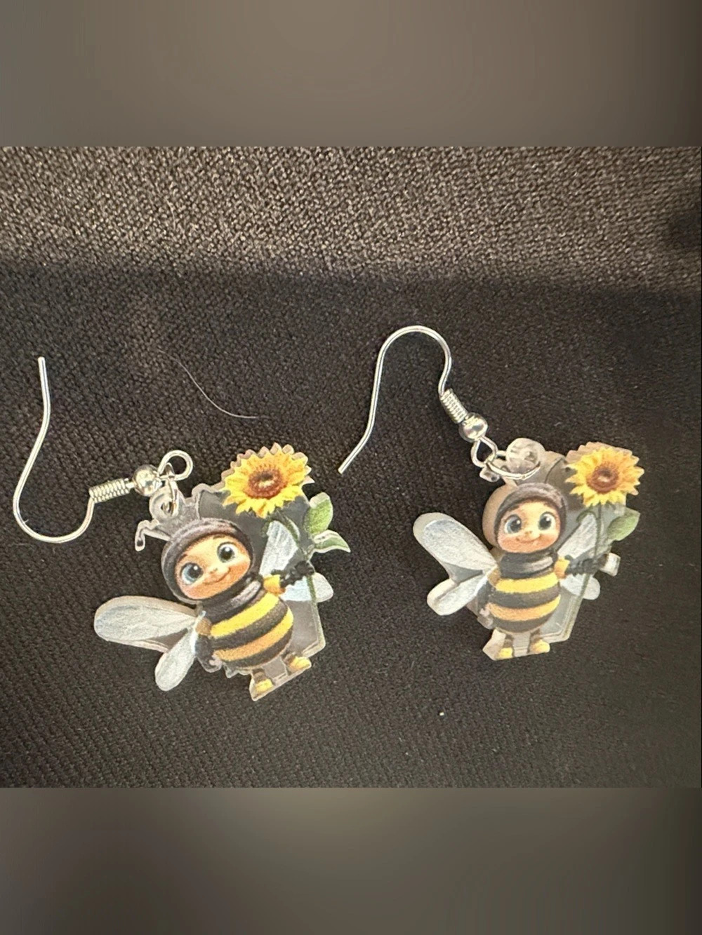 Bee & Sunflower Earrings Yellow & Black